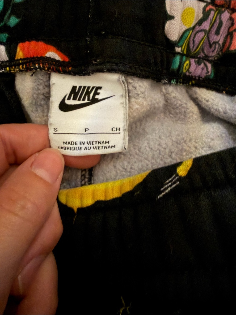 Nike Black Hoodie & Joggers Set with Yellow and Pink Floral Space Print - Picture 4 of 5